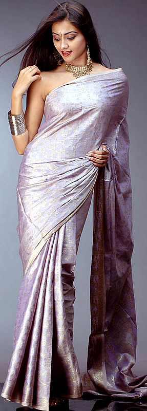 Lavender Banarasi Sari with all-over Weave