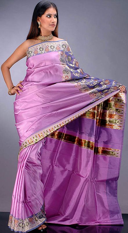 Lavender Valkalam Sari from Banaras
