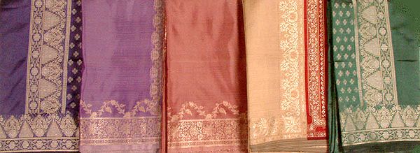 Lot of Five Banarasi Saris