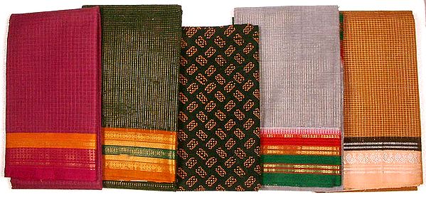 Lot of Five Cotton Saris