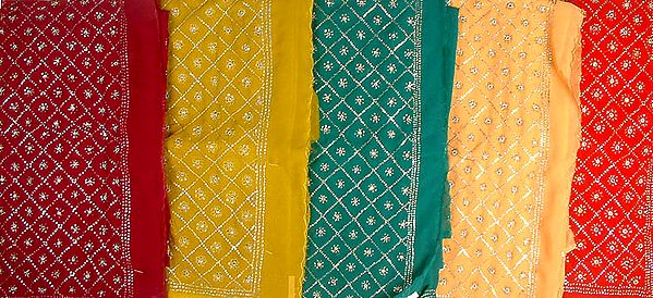 Lot of Five Saris with Sequins