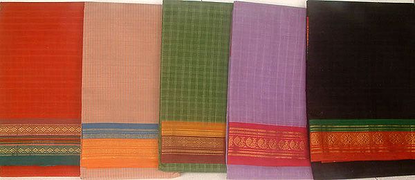 Lot of Five Semi-Gadwal Narayanpet Saris