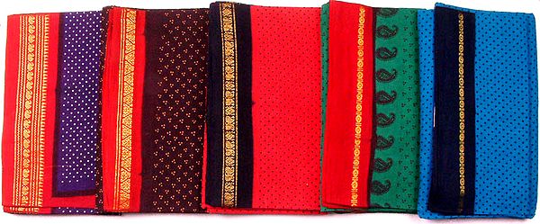 Lot of Five Sungri Block-Printed Saris