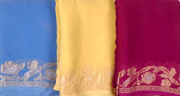 Lot of Three Chiffon Saris