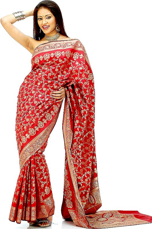 Maroon Banarasi Sari with Dense Weave