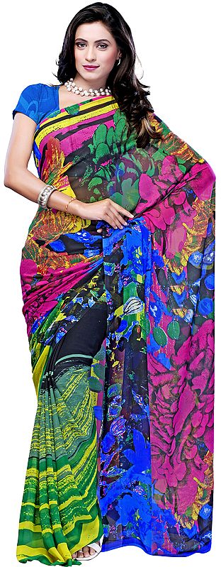 Multi-Color Printed Sari from Surat