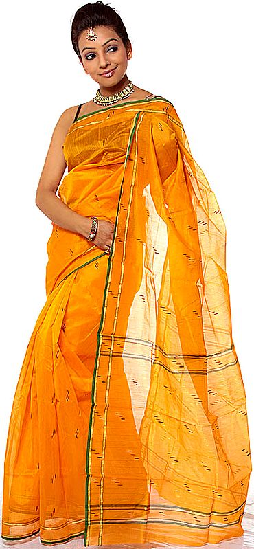 Orange Chanderi Sari with Woven Bootis