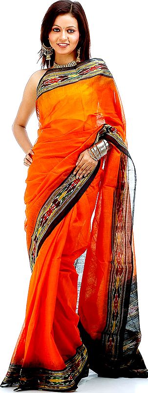 Orange Pochampally Sari