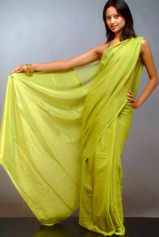 Pale Green Chiffon Sari