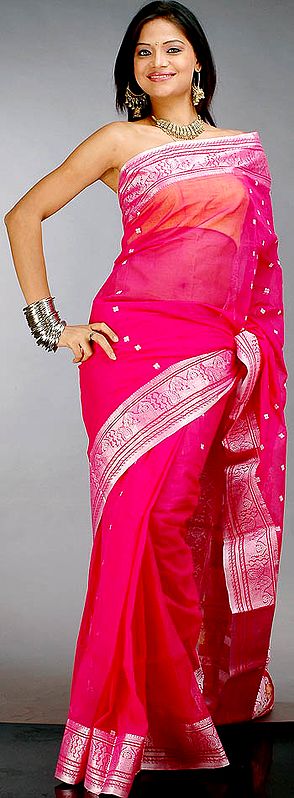 Pink Handwoven Dhakai Sari