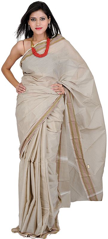 Plain Gray Venkatagiri sari from Andhra Pradesh
