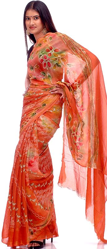 Printed Crush Georgette Sari