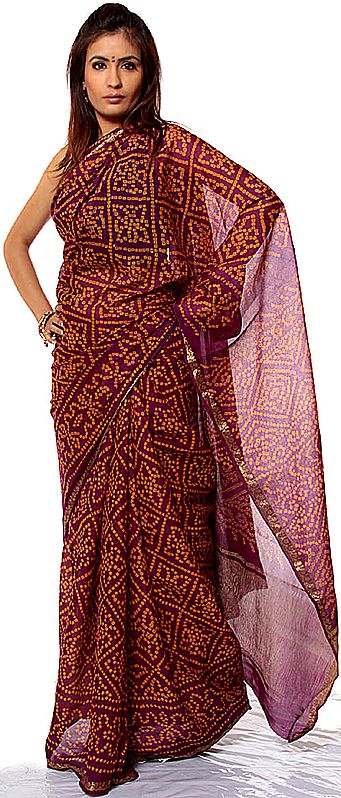 Purple Bandhani Sari from Rajasthan