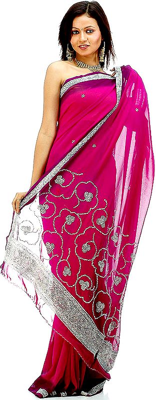 Purple Shaded Sari with Sequins