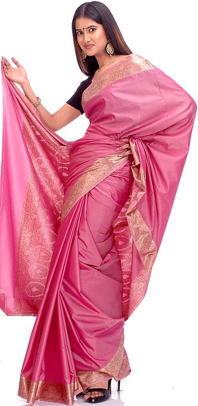 Raspberry Banarasi Sari with Jacquard Pallu