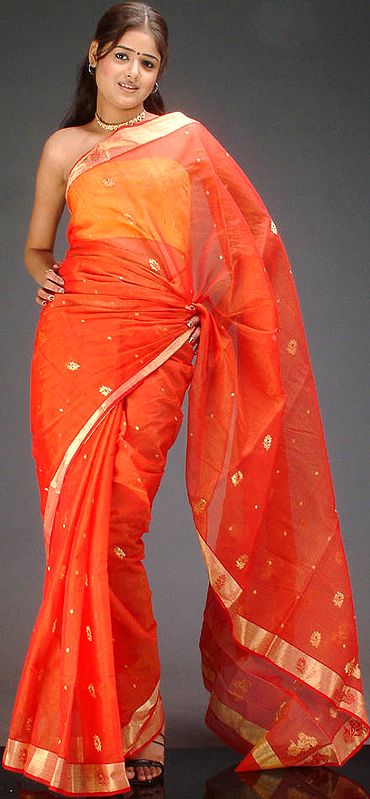 Red Bridal Chanderi Sari