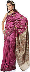 Purple Banarasi Sari with Beadwork and Sequins