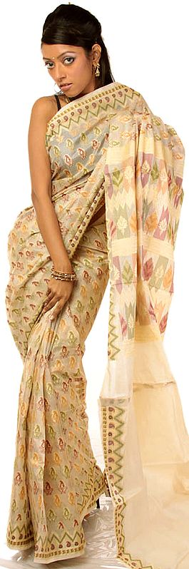 Off-White Banarasi with Bootis Woven All-Over