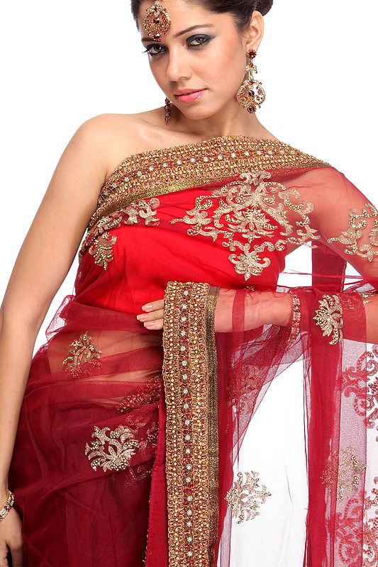 Varanasi Pure Silk Net Designer Sari Exotic India Art