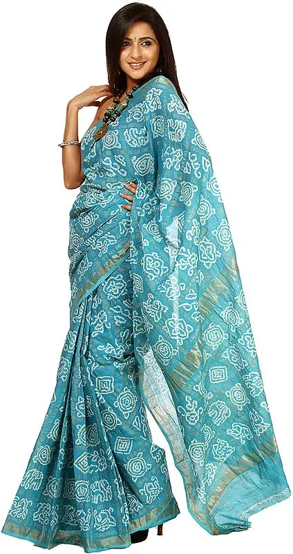 Algiers-Blue Gharchola Bandhani Sari from Kutch