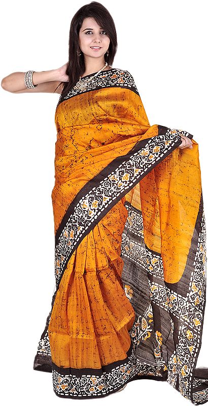 Amber Batik Sari from Kolkata