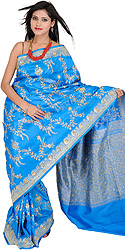 Banarasi Sari with Metallic Thread Embroidered Beads and Sequins