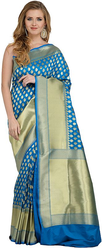 Traditional Banarasi Saree with Woven Bootis and Zari Weave on Pallu