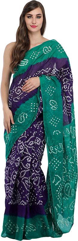 Double-Shaded Bandhani Tie-Dye Sari from Jodhpur