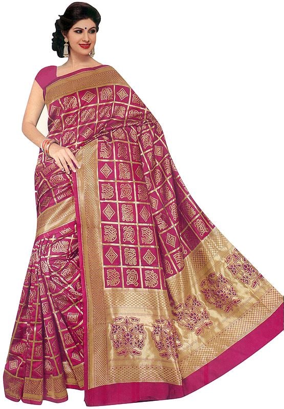 Bandhani Gharchola Saree with Zari Weave and Tie-Dye Motifs