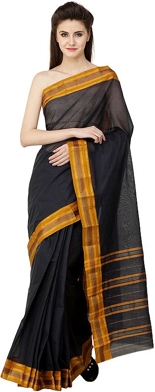 Plain Venkatagiri Sari from Andhra Pradesh with Zari Border