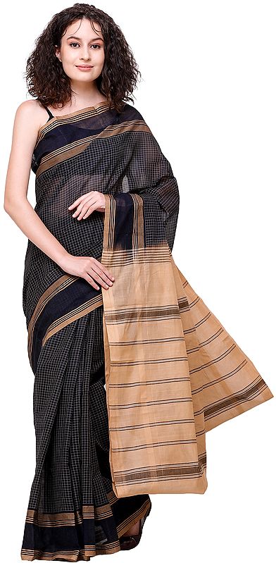 Total Eclipse Narayanpet Sari with Woven Checks