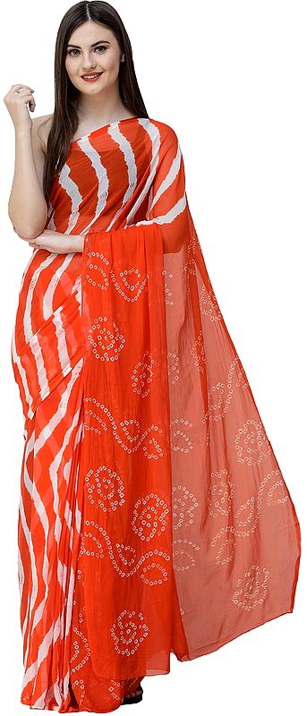 Leheriya Sari from Jaipur with Bandhani Tie-Dye on Pallu