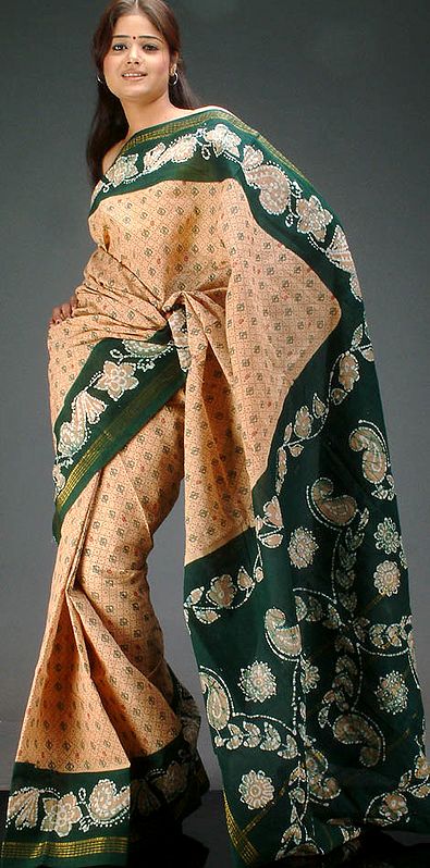 Sungri Printed Sari with Batik Motif