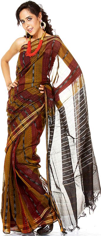 Tri-Color Ikat Sari from Orissa