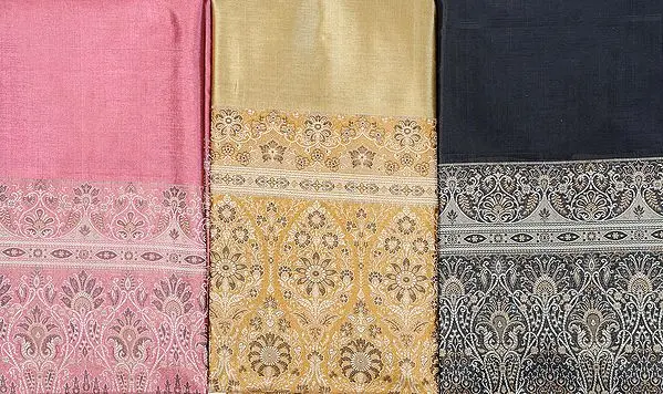 Lot of Three Plain Banarasi Saris