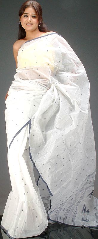 White Tengail Sari from Bengal