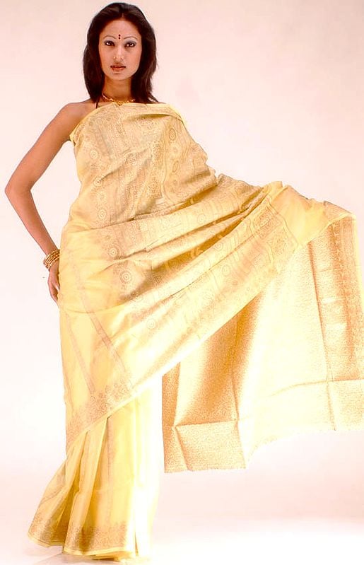 Yellow Banarasi Sari