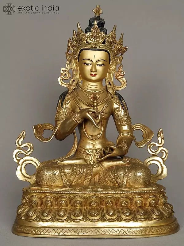 13" Tibetan Buddhist Deity Vajrasattva Copper Statue from Nepal