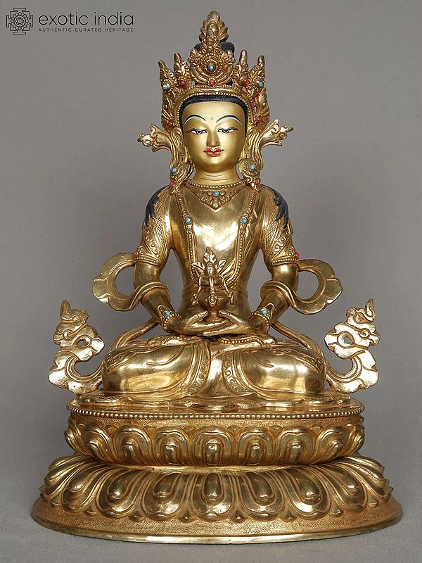 11" Copper Aparmita Statue from Nepal | Amitayus Idol