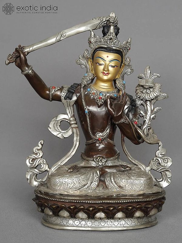 10" Manjushri Copper Idol from Nepal | Statue of Bodhisattva