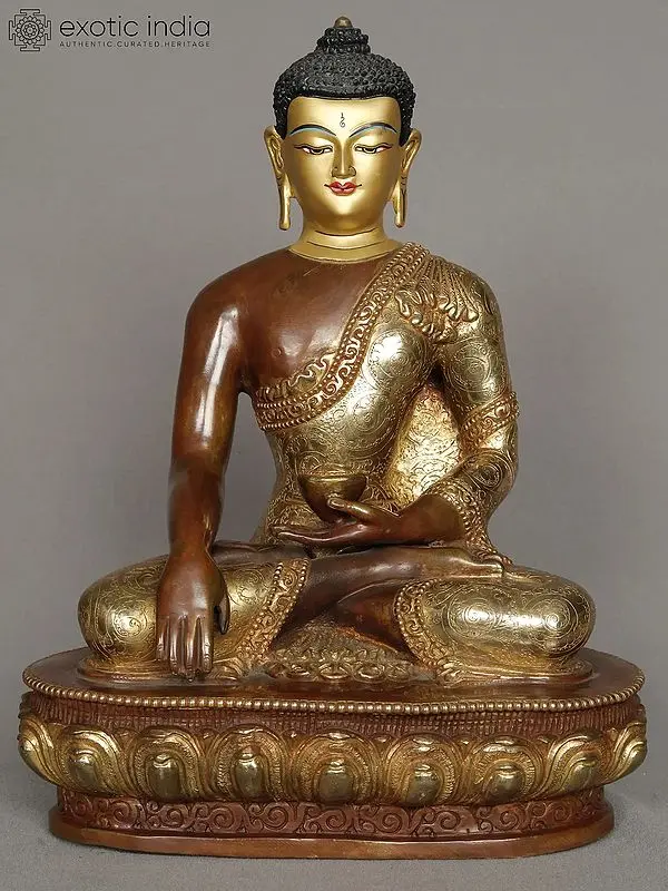 Shakyamuni Buddha Copper Statue, 12" - Meditation Pose