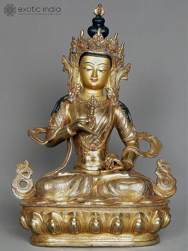 14" Tibetan Buddhist Deity Vajrasattva Idol | Copper Statue from Nepal