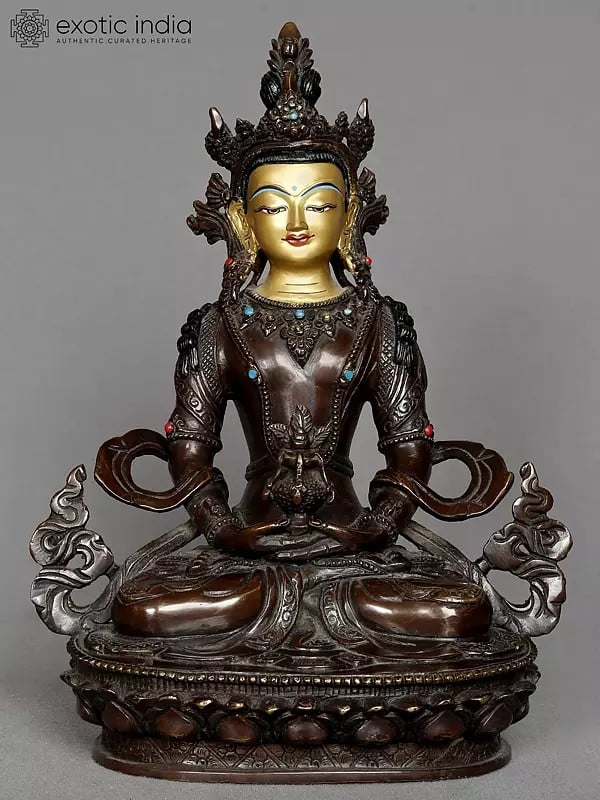 10" Aparmita Copper Statue from Nepal | Amitayus Copper Idol