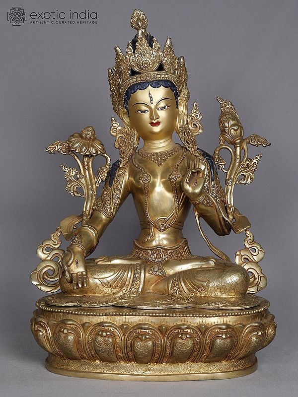 19" Goddess White Tara Copper Statue | Nepalese Sculpture