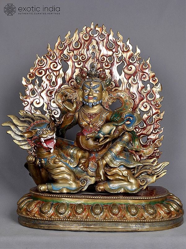 20" Copper Tibetan Buddhist Kubera Statue from Nepal | Nepalese Sculpture