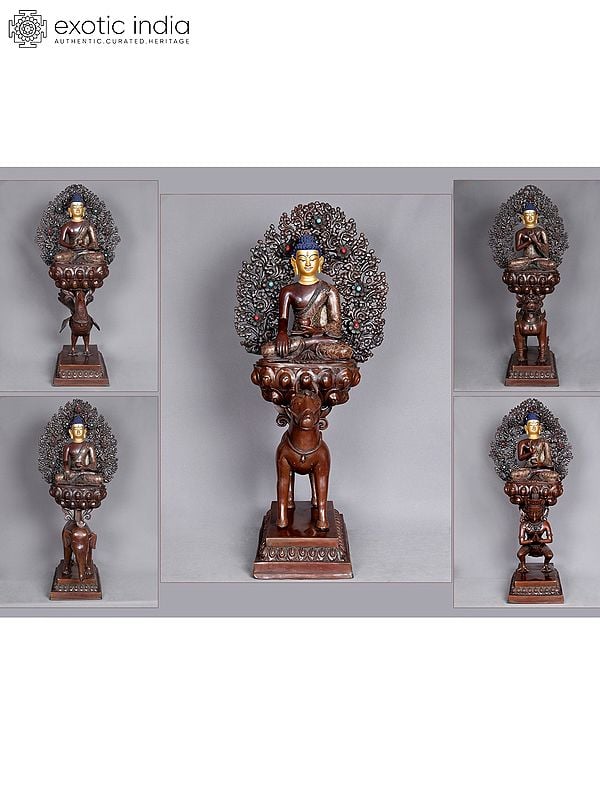 29" Set of Five Pancha Buddha Copper Statue from Nepal