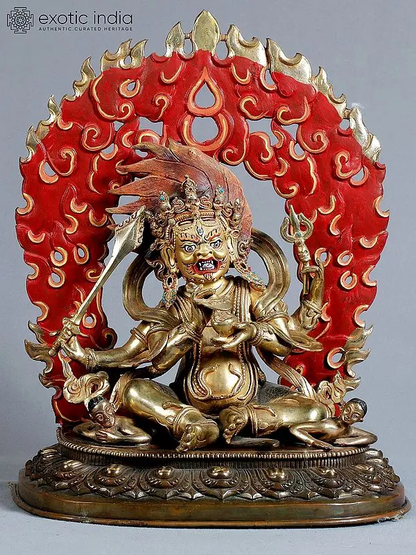 Mahakala Dharma Protector Statue (15") - Gilded Copper Sculpture