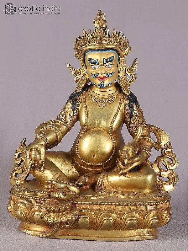 11" Jambhala Copper Statue from Nepal | Buddhist Deity Idol