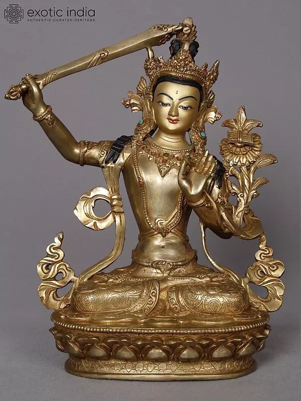 10" Manjushri Copper Statue from Nepal | Nepalese Statue