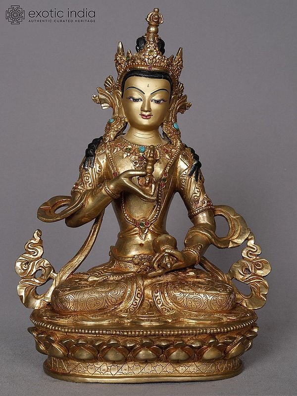 10" Buddhist Deity Vajrasattva Copper Idol from Nepal | Nepalese Statue